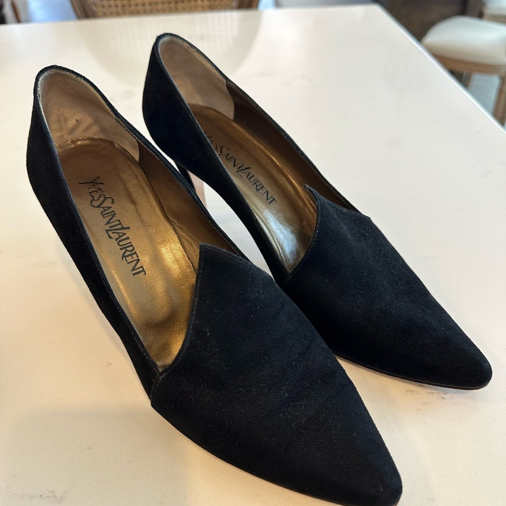 Yves Saint Laurent Rare Black Suede Heels